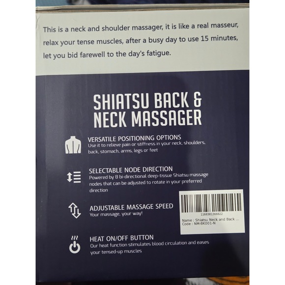 Daily Life Shiatsu Back and Neck Massager Heat 8 Nodes ZC-3002 Black PU Leather - Picture 6 of 6